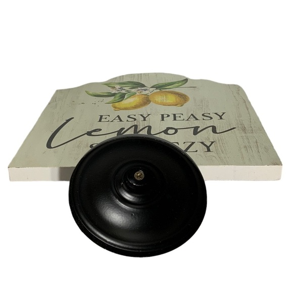 Lemon Decorative Pedestal Freestanding Sign Plaque Script Phrase Wood Metal - Picture 2 of 14